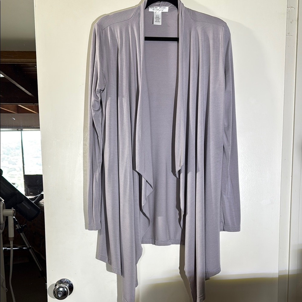 Barefoot Dreams Soft Gray Cardigan Lightweight Modal Draping Jersey Size M